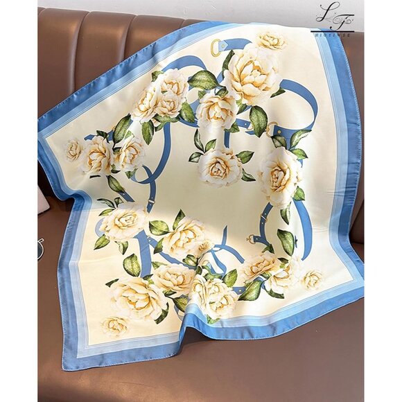 Satin Bandanas Head A17 Blue Scarf Women Lightweight Silk Hair Wrap Sleep Scarf - Picture 4 of 6